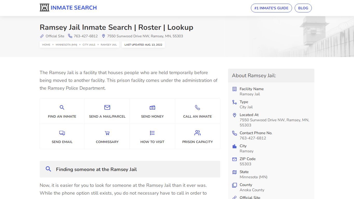 Ramsey Jail Inmate Search | Roster | Lookup